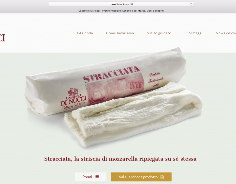 Homepage del nuovo sito web del Caseificio Di Nucci
